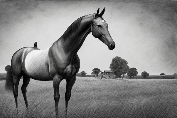 A dutch warmblood horse in a south african landscape
