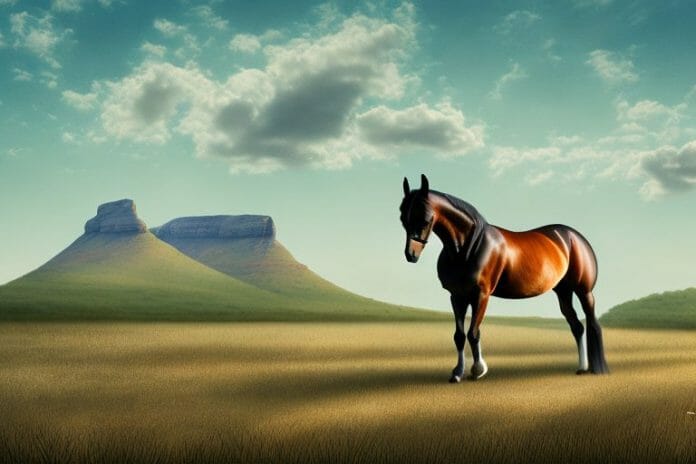 A dutch warmblood horse in a field