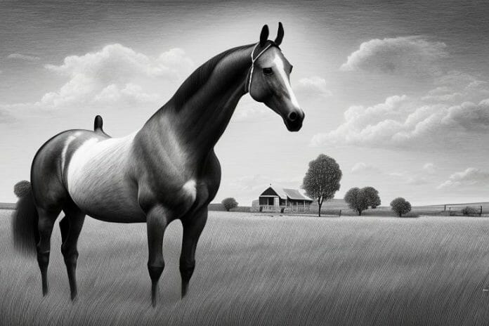 A dutch warmblood horse in a rural setting in the northern cape