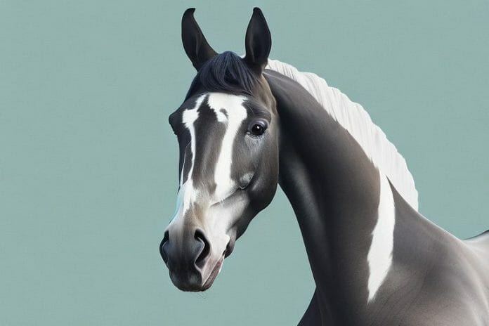 A dutch warmblood horse in a field in de aar