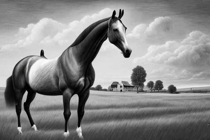 A dutch warmblood horse in a rural setting in calvinia
