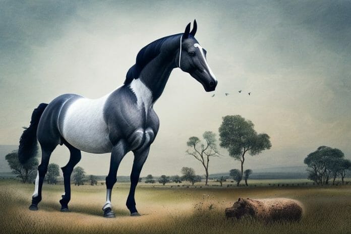 A dutch warmblood horse in a rural setting near hartbeespoort