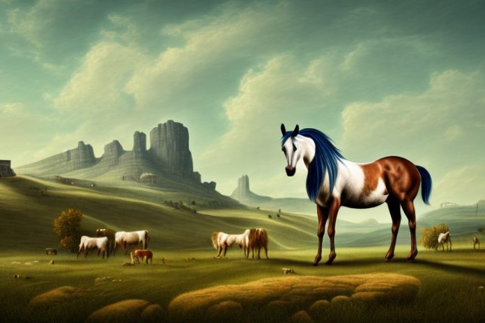 A hackney horse in a rural landscape