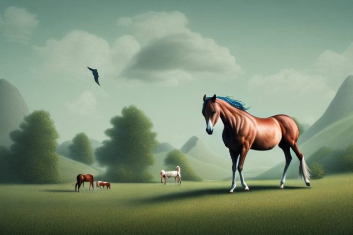 A hackney horse in a rural landscape