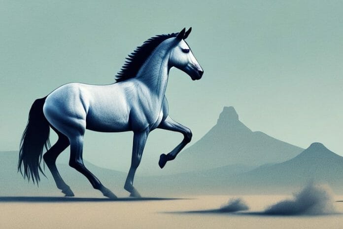 A mustang horse in its natural environment in the eastern cape