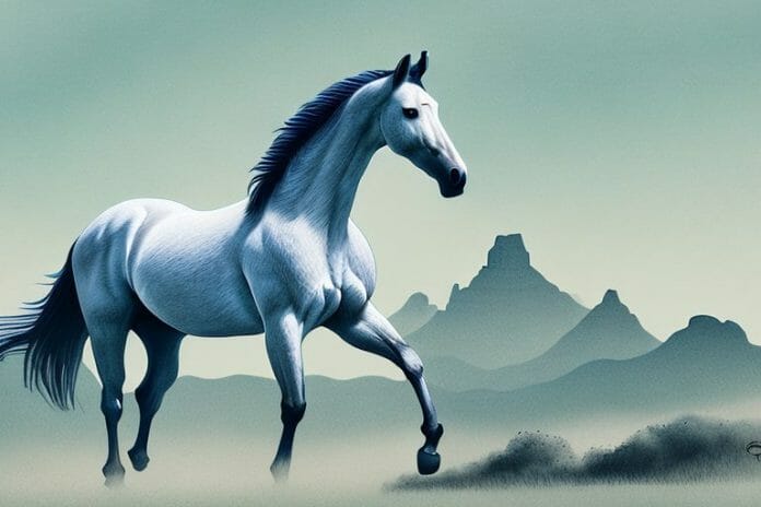 A majestic mustang horse in a scenic landscape in port alfred