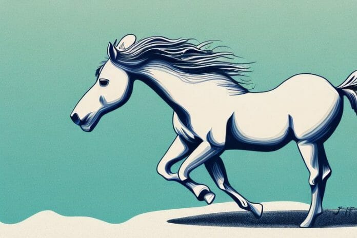 A mustang horse in a natural setting in jeffreys bay