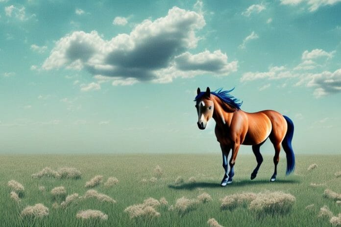A mustang horse in a field in bloemfontein