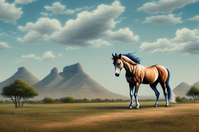 A mustang horse in a rural landscape in giyani