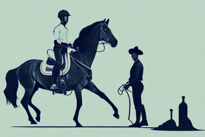 A horse and rider in the countryside of mafikeng