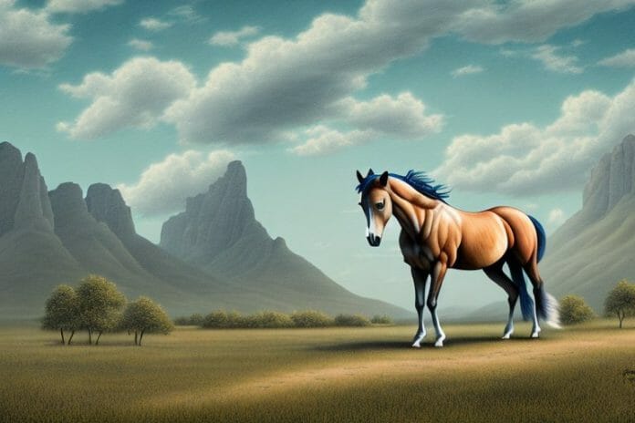 A mustang horse in a rural landscape in nelspruit