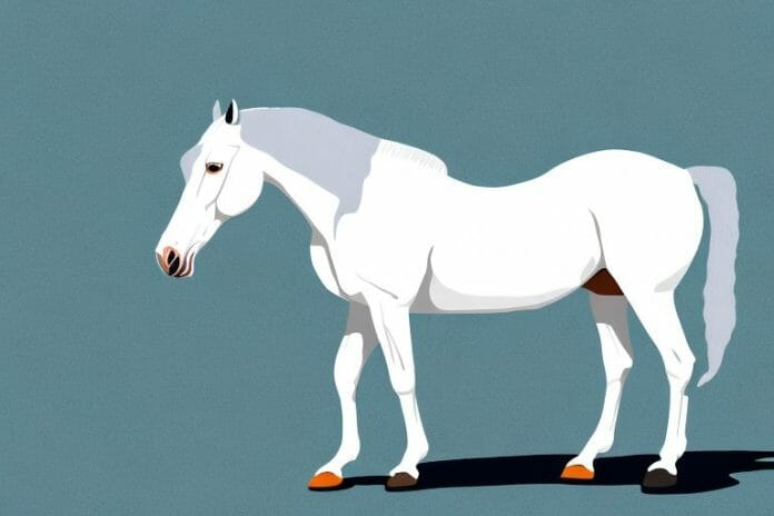 A white mustang horse in a rural south african landscape