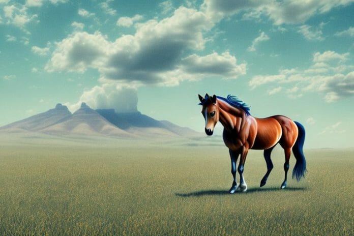 A mustang horse in a field in lydenburg