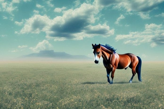 A mustang horse in a field in de aar