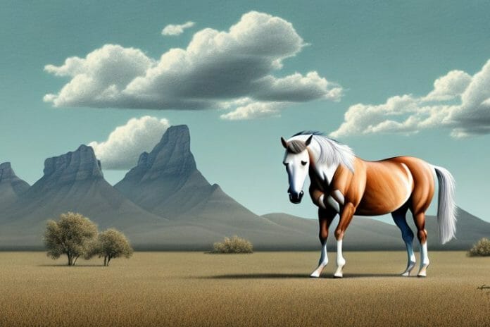 A mustang horse in a rural setting in south africa