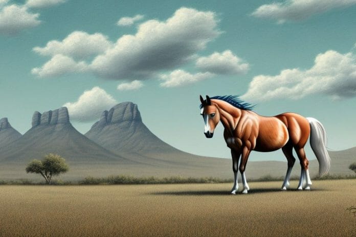 A mustang horse in a rural setting in brits