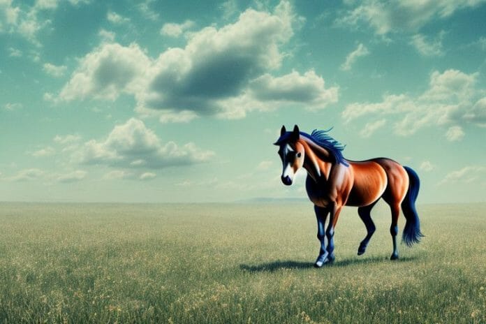 A mustang horse in a field in lichtenburg