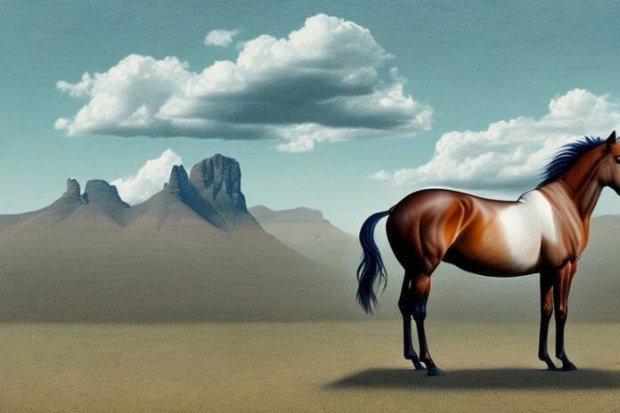 A mustang horse in a rural setting in stilfontein