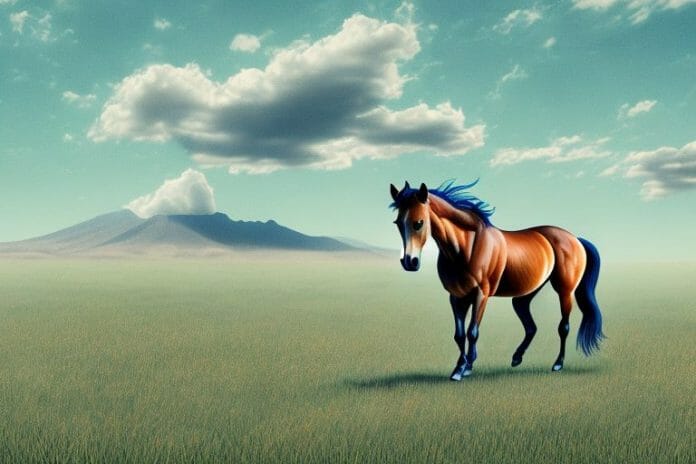 A mustang horse in a field in worcester