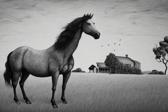 A brumby horse in a rural setting in newcastle