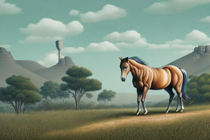 A brumby horse in a rural landscape in tongaat