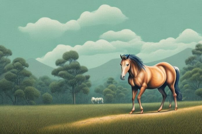 A brumby horse in a rural landscape in pinetown