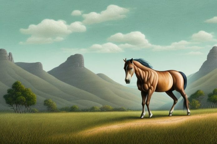 A brumby horse in a rural landscape in westville