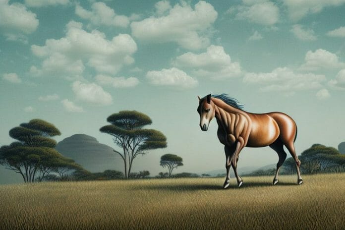 A brumby horse in a rural landscape in mthatha