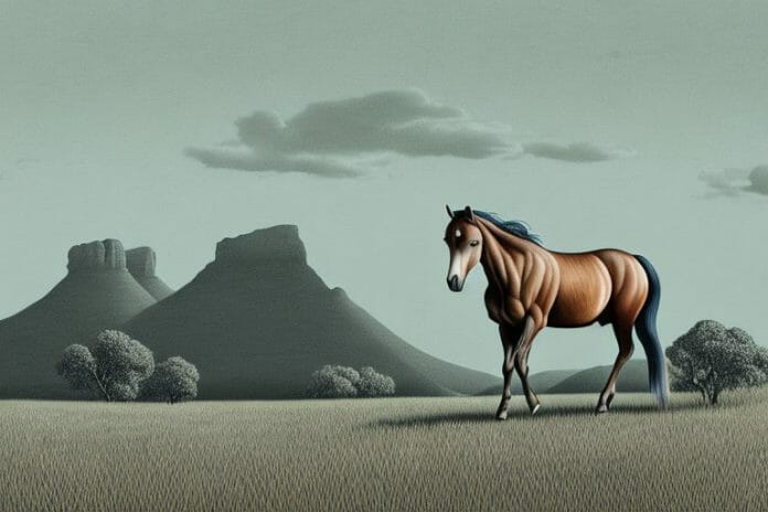 A brumby horse in a rural south african landscape