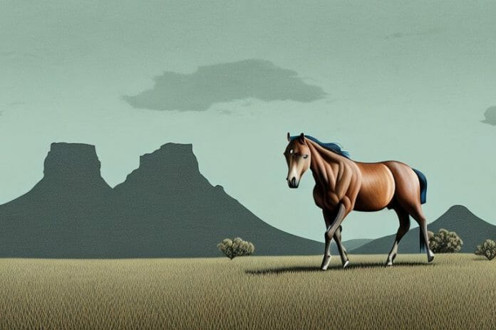 A brumby horse in a rural south african landscape