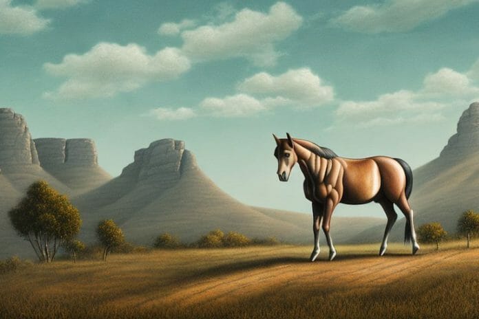 A brumby horse in a rural landscape in bethlehem