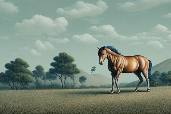 A brumby horse in a rural landscape in midrand