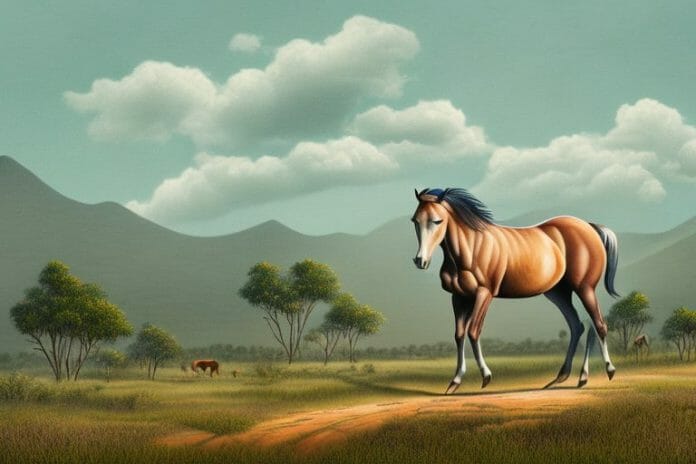 A brumby horse in a rural landscape in limpopo