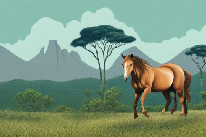 A brumby horse in a natural landscape in thohoyandou