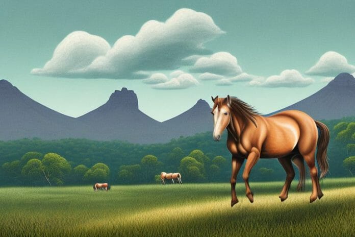 A brumby horse in a rural landscape in tzaneen