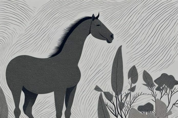 A brumby horse in a grassy landscape in phalaborwa