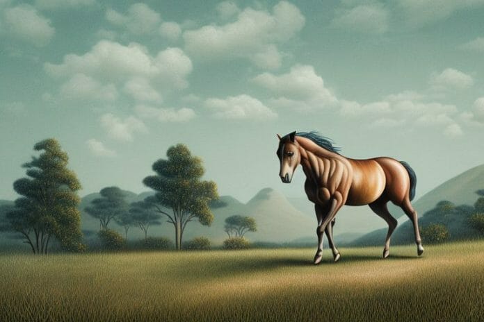 A brumby horse in a rural landscape in ermelo