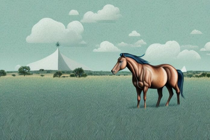 A brumby horse in a field in bela-bela