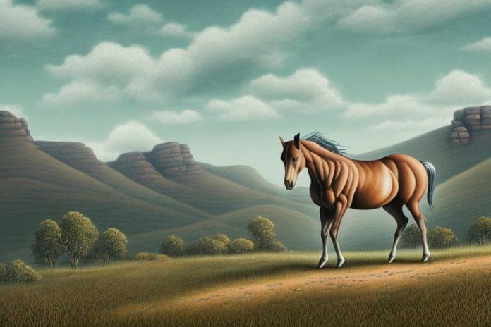 A brumby horse in a rural landscape in lydenburg