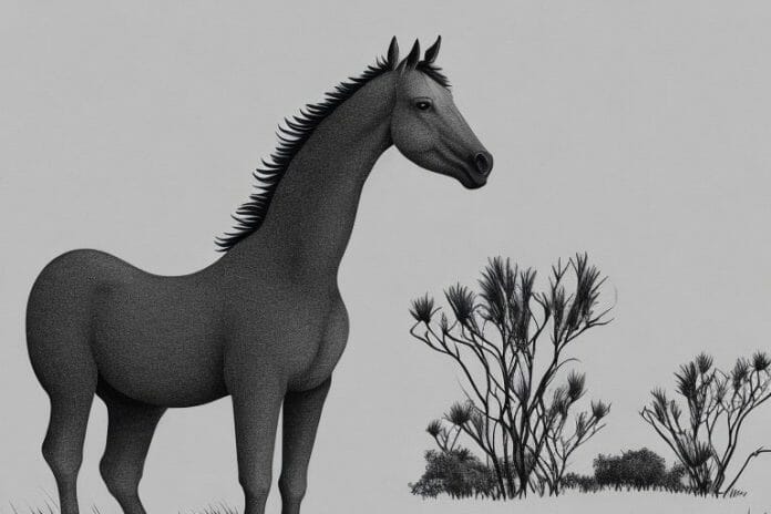 A brumby horse in its natural environment in upington