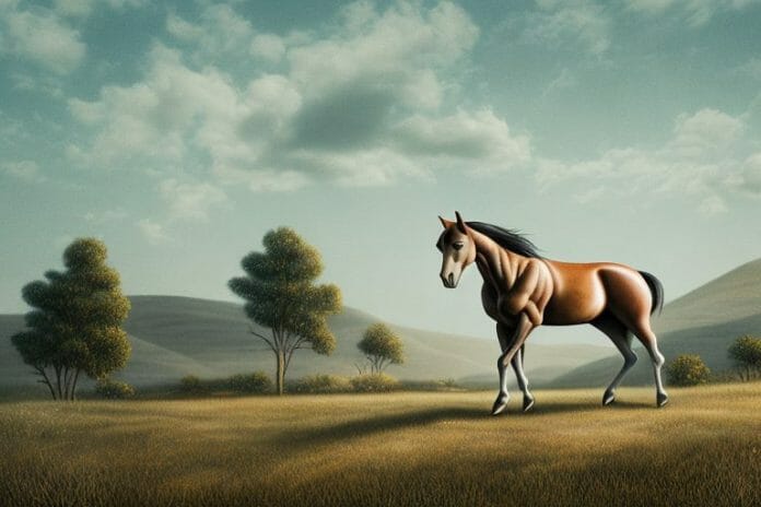 A brumby horse in a rural landscape in postmasburg