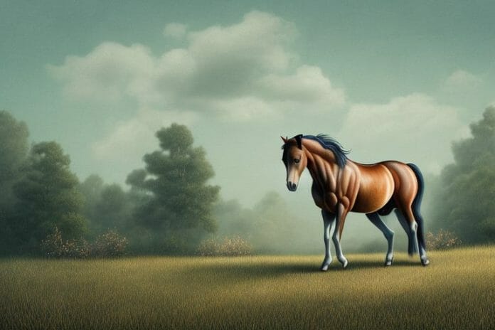 A brumby horse in a rural landscape