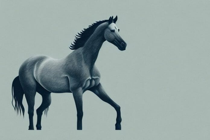 A brumby horse in its natural habitat in potchefstroom