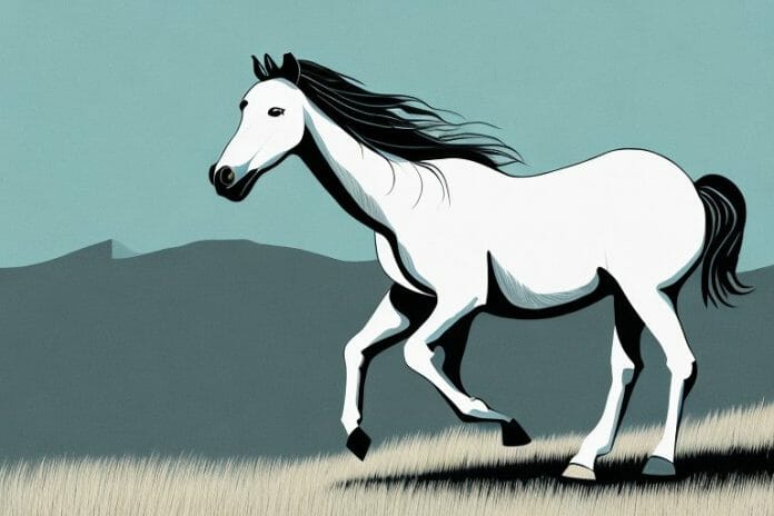 A brumby horse in its natural habitat in the western cape