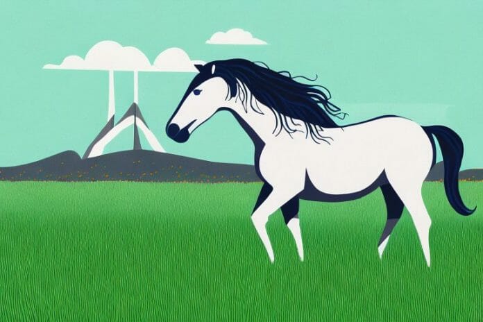 A brumby horse in a grassy field in knysna
