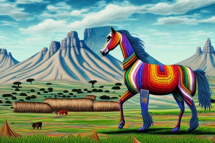 An azteca horse in a rural landscape in ladysmith