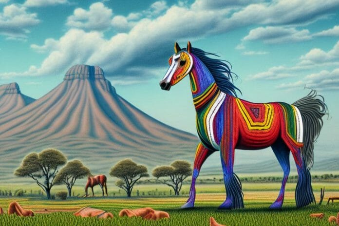 An azteca horse in a rural south african landscape