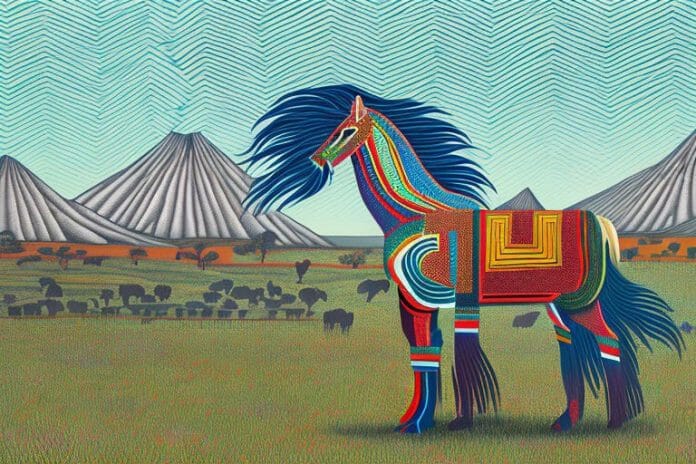 An azteca horse in a rural south african landscape