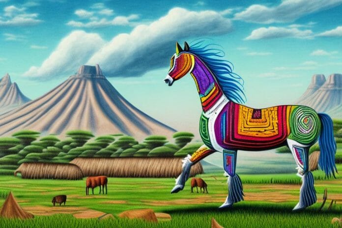 An azteca horse in a rural landscape in sasolburg