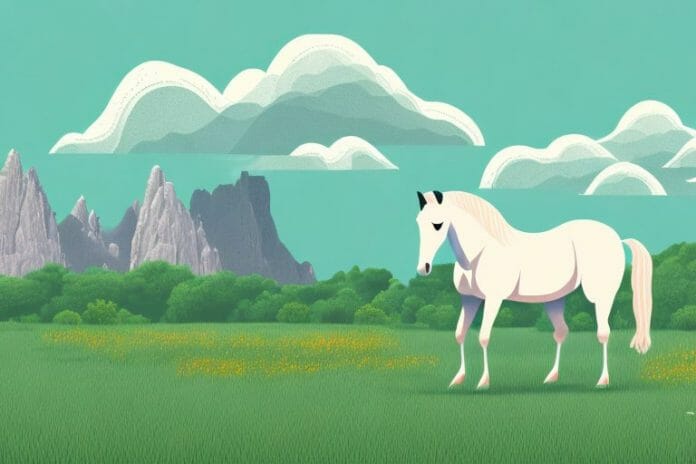 A horse in a field with a backdrop of the botshabelo landscape